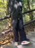 袋鼠牛仔裤男春秋夏季宽松直筒阔腿裤青少年学生薄款男士黑色长裤子 C03黑灰色 L /115-140斤 实拍图