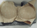 浪莎（LangSha）妈妈内衣女文胸无钢圈中老年无痕背心薄款前排扣聚拢大码胸罩 肤色+银灰 L （建议100-120斤） 实拍图