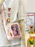 卡特骆日系ins休闲少女小包包 百搭斜挎包可爱透明吧唧痛包简约手机包女 粉色【带徽章+长腿饼干挂件】 实拍图