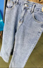 莫代尔牛仔裤女装2025春秋季新款时尚百搭宽松紧高腰阔腿直筒裤显瘦女裤 蓝色加厚   加绒 3XL 建议145-160斤 实拍图