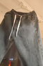 顶峰保罗（Dingfengbaoluo）美式牛仔裤男生冬季加绒直筒裤子宽松休闲阔腿长裤DFK24黑灰XL 实拍图