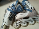 特步轮滑鞋儿童溜冰鞋女童男童滑冰鞋旱冰鞋专业成人新款滑轮女孩 双芭扣灰白单鞋+礼包 M 双芭扣全闪光32-35码 实拍图