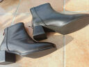 ZHR短靴女真牛皮舒适百搭方头女靴中跟显瘦休闲鞋子女 BL83A 黑色 37 实拍图