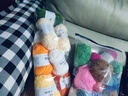 艾秀精梳牛奶手工编织diy5股奶棉线婴儿童宝宝手编绒钩编中粗棉纱毛线 96淡黄 实拍图