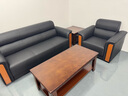 骏御 办公沙发简约现代商务接待室会客单人三人位办公室茶几组合套装 单人位+三人位+木长茶几 实拍图
