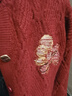 茵曼马年骐骥红北极绒开衫毛衣女秋时尚绣花新年针织外套复古红M 实拍图