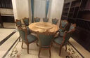 榕玉 乌金木高端欧式别墅家具饭桌天然大理石圆餐桌椅组合 乌金木头层磨砂皮餐椅 实拍图