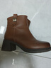 意尔康女靴羊皮粗跟气质通勤及踝靴加绒保暖短靴女 14734W 棕色   36 实拍图