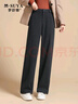 每时女装人字纹羊毛呢休闲裤女春秋新款直筒裤女糯米裤子女2879黑L 实拍图