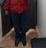 真维斯（JEANSWEST）加绒牛仔裤女冬季保暖高腰阔腿裤垂感宽松长裤子女深蓝加绒XL 实拍图