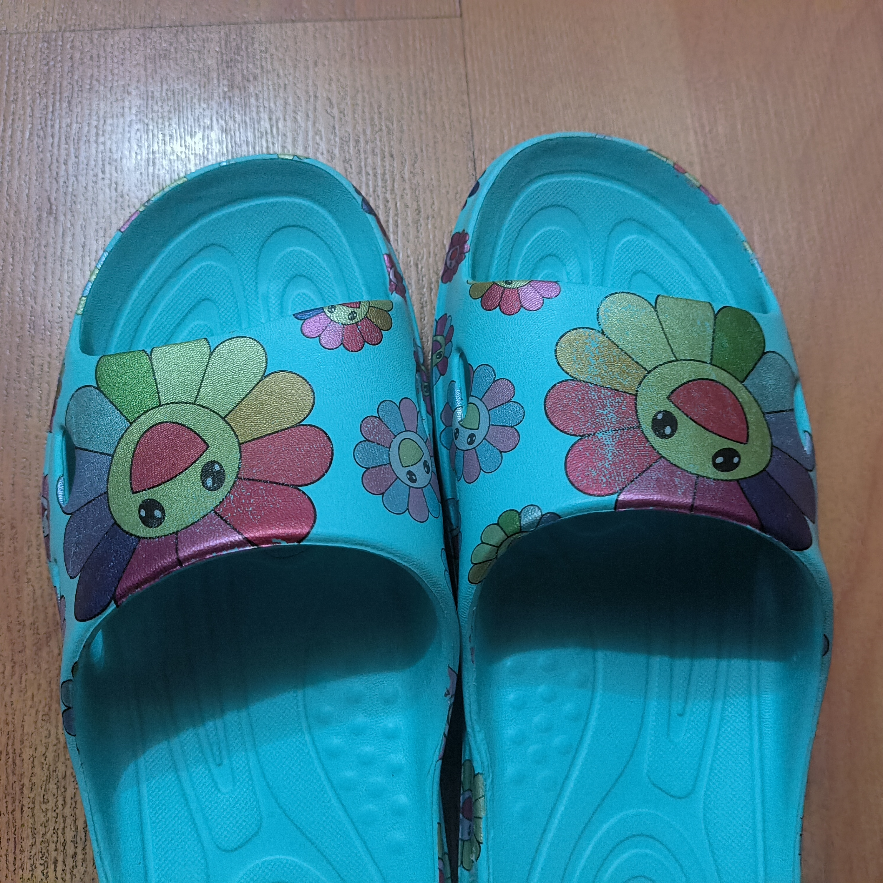 维布伦（VEBLEN）防滑拖鞋女外穿夏季印花室内居家软底凉拖鞋厚底浴室洗澡凉拖女款 69221太阳花松石绿 36-37 实拍图