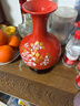 傲世景德镇陶瓷器中式红色花瓶工艺品客厅摆件办公室博古架装饰品礼物 中国红牡丹赏瓶+底座 实拍图