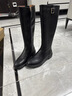 晟霆小筒围真皮不过膝长靴女秋冬新款加绒百搭骑士靴平底侧拉链高筒靴 黑色绒里 38 (240mm) 实拍图