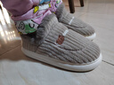 洁丽雅老人棉拖鞋女士秋冬季2025新款室内居家用保暖加绒加厚包跟棉鞋男 米咖色【糯米条保暖棉鞋】 40-41 【适合39-40码】 实拍图