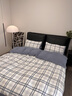 雅鹿抑菌水洗棉四件套轻奢裸睡床单被套可水机洗宿舍单人被罩床上用品 灰大格+蓝灰【母婴级 适合裸睡】 1.8m 床单款 四件套-被套200*230cm 实拍图