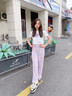 moonkids女童冰丝防蚊裤夏季薄款裤子儿童阔腿裤2026夏装凉感大童少女穿搭 15088粉紫色阔腿裤 130 cm 实拍图