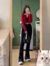 萝美酱弹力微喇叭裤子女休闲2026春秋新款高腰显瘦修身西装马蹄裤小个子 黑色 弹力喇叭裤常规 M 【建议95-105斤】 实拍图