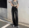 NEW OR MODE高街美式牛仔裤男港风复古潮牌设计感春秋季情侣休闲直筒阔腿裤子 黑色 XL 【建议140-155斤】 实拍图