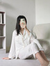 浪莎生日送女友三件套高端睡衣女夏季26新款带胸垫蝴蝶白色女生家居服 珍珠白三件套（短袖+短裤+长裤） L (建议穿着体重105-125斤) 实拍图