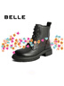 百丽（Belle）舒适马丁靴女商场款真皮时尚靴B7E2DDD4 黑色-厚绒 37 (235mm) 实拍图