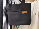 学生上课单肩包简约大容量帆布包女百搭通勤文艺托特包手提布袋包 黑色【双层带内衬+拉链+前袋磁扣 实拍图