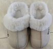 朴西2024秋冬新款麂皮绒包头棉拖鞋女家用保暖厚底踩屎感外穿情侣棉拖 米白色 38-39 实拍图