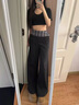 趣米乐黑色格子拼接西装休闲裤女春夏季新款高级感宽松垂感高腰阔腿长裤 黑色 M 晒单实拍图