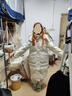 鸭鸭（YAYA）羽绒服女新款长款冬季加厚品牌时尚休闲宽松舒适百搭加厚外套KL 米色 M (160) 实拍图