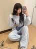 另约冬季韩版甜美卡通加厚半边绒睡衣女宽松日系保暖珊瑚绒家居服套装 4894 蓝腊肠狗 L 实拍图