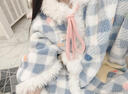 果壳（Gukoo）睡袍冬季HelloKitty联名新款毛绒女士家居服斗篷睡袍D 浅雾粉斗篷睡袍 L 实拍图