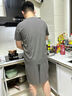 浪莎（LangSha）品牌【超薄冰丝凉感】夏季新款男家居服睡衣男士无痕t恤短袖套装 N88男套装 灰色 2XL 建议140-160斤 【24H速发】 实拍图