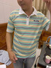 妄潮大码POLO衫短袖t恤男夏季条纹带领翻领时尚潮牌冰丝休闲半袖T 【高质量跑量款】坊R13浅绿 XL 建议体重115-125斤可穿 实拍图
