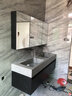 威曼森（WEIMANSEN） 轻奢岩板无缝陶瓷一体定制双盆浴室柜组合简约现代洗手脸池漱台 高级灰(岩板一体无缝陶瓷盆) 1.5米双盆 实拍图