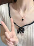 莞晗999足银四叶草项链女玫瑰金锁骨链玛瑙吊坠情人节生日礼物送女友 玫瑰金（黑玛瑙）+首饰礼盒 实拍图