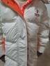 鸭鸭童装儿童羽绒服休闲宽松新款男女童中长款连帽免洗外套 白橙色 150 实拍图