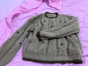 百图betu女装冬季新款毛衣圆领撞色立体小毛球宽松毛衣女2411T94 豆绿色 M 实拍图