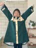 牧萌儿童雨衣男女童带书包位防水透气宝宝时尚风衣式雨披 松针绿 2XL 实拍图