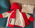 WALNUT DUCK小黄鸭儿童冬季新款羽绒内胆套装连帽拼色冬装休闲外套XT112 红色（三件套） 110 （建议身高105-115cm） 实拍图
