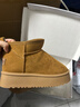 尚芭芙保暖厚底雪地靴子女冬季2025新款加绒加厚短筒靴增高防滑东北棉鞋 棕色【加绒加厚】 36 (230mm) 实拍图