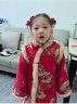 罗蒙女童红色旗袍加绒新年拜年服连衣裙新中式儿童过年演出服 红色120 实拍图