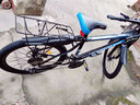 EG7山地自行车成人学生变速越野单车双减震赛车26寸青少年男女 辐条【升级减震 轻量铝架】黑蓝 24寸21速【适合：145-165CM】 实拍图