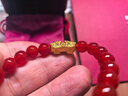 周大福红玉髓双头貔貅福字黄金弹力绳手链/手串 EOR110 实拍图