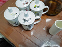 陶瓷带盖茶杯办公会议杯家用泡茶水杯棋牌室杯子宾馆白瓷水杯定制 梅兰竹菊【4个一套】 带盖杯 实拍图