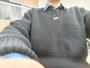 马登工装 美式复古针织亨利衫阿美咔叽竖条纹套头毛衣男秋季 黑色 XL 实拍图