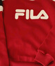 FILA 斐乐官方女子套头卫衣冬季logo时尚休闲拼色针织内搭长袖上衣 妖艳红-WI XL 实拍图