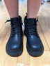 百丽童鞋冬季儿童靴子女童时尚皮靴宝宝保暖加绒马丁靴 黑色37码 实拍图