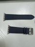 istrap苹果手表表带真皮爱马仕同款牛皮适用apple watch表带S10/9/8/7/6/5/SE男女士iWatch ultra2手表带 深蓝蓝线丨银色配件 49MM表盘【适用iWatch ul 实拍图