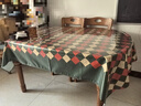 钟爱一生圣诞节装饰桌布防水免洗TPU餐桌布长方形茶几台布绿格137*180cm 实拍图