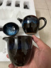 窑变茶具套装家用沙金天目釉功夫茶具陶瓷中式整套礼品茶壶茶杯茶洗 10头（沙金釉）蓝—美人壶 实拍图