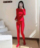 蕉内热皮302++保暖内衣男女士棉感套装7A抗菌秋衣秋裤加绒加厚秋冬季 【女士】好运红 XL 实拍图